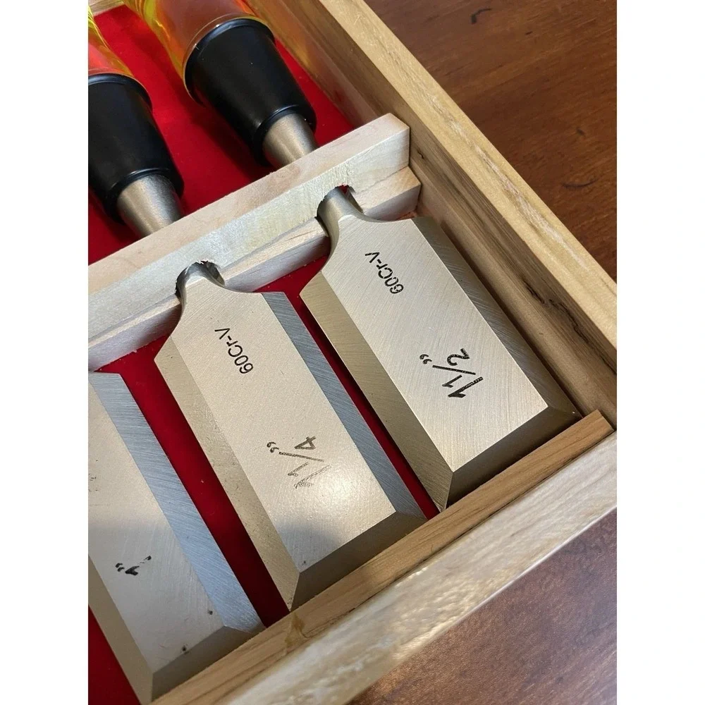 Alltrade Six Piece Chrome Vanadium Steel Wood Chisel Set And Case W/ Foam Insert